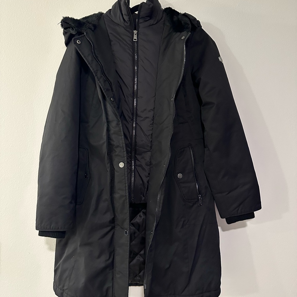 Women's Black Hooded Coat